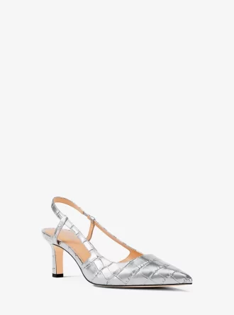 Alora Metallic Krokodilpräglat Läder Slingback Pumps
