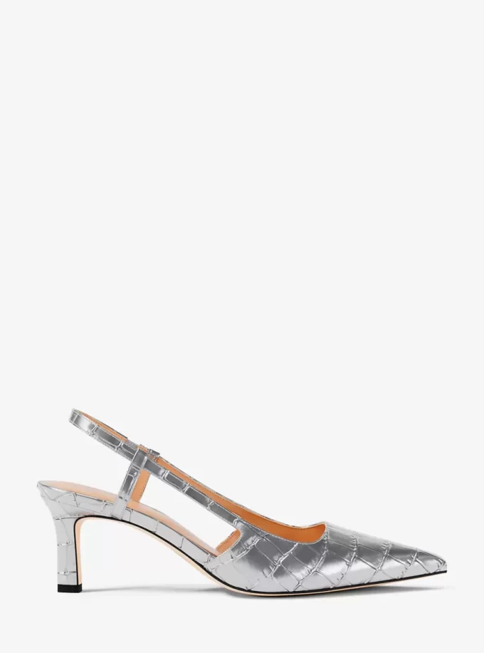 Alora Metallic Krokodilpräglat Läder Slingback Pumps