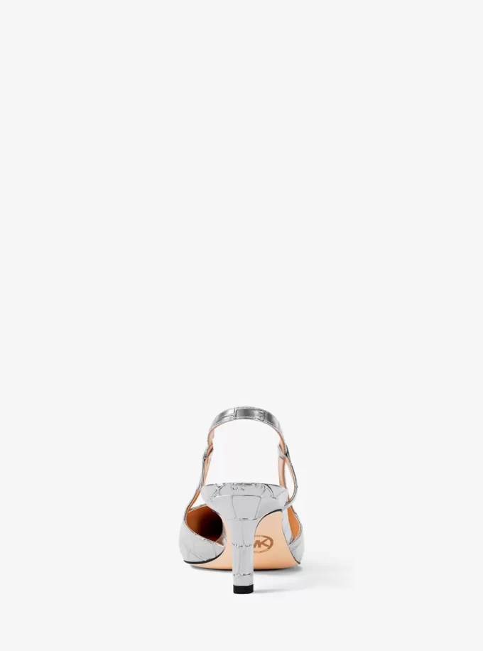 Alora Metallic Krokodilpräglat Läder Slingback Pumps