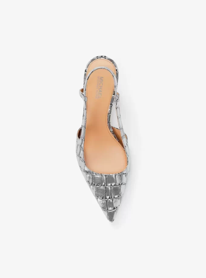Alora Metallic Krokodilpräglat Läder Slingback Pumps