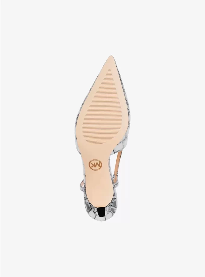 Alora Metallic Krokodilpräglat Läder Slingback Pumps