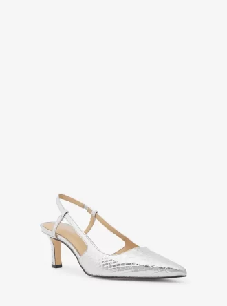 Alora Metallic Snake Präglade Läder Slingback Pumps