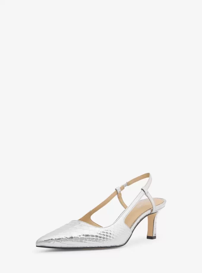 Alora Metallic Snake Präglade Läder Slingback Pumps
