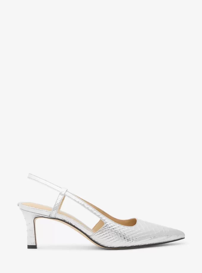 Alora Metallic Snake Präglade Läder Slingback Pumps