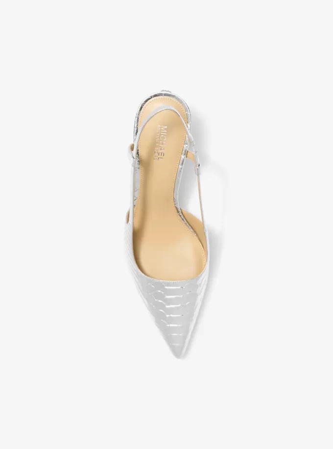 Alora Metallic Snake Präglade Läder Slingback Pumps