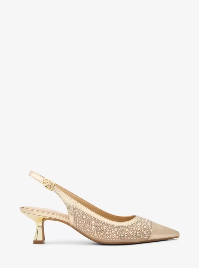 Amali utsmyckad metallisk pumps