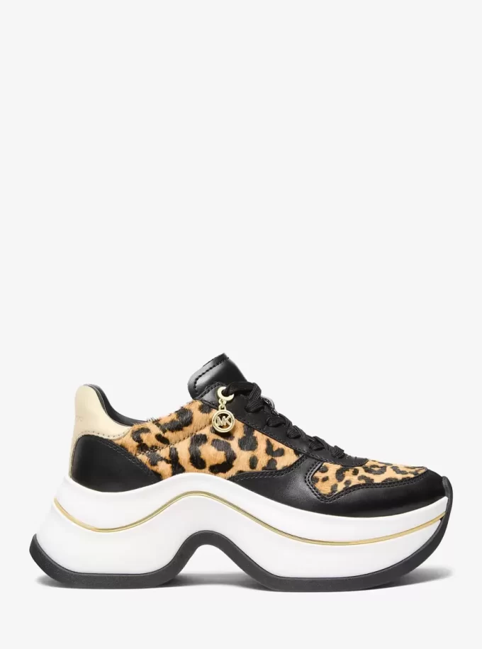 Arla Leopardmönstrade Sneakers i Kalvhår och Läder