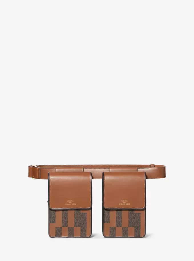 ASHYA X MICHAEL KORS Saga Signature-väska i läder ASHYA X MICHAEL KORS Saga Signature-väska i läder