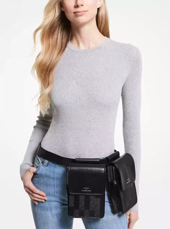 ASHYA X MICHAEL KORS Saga Signature-väska i läder