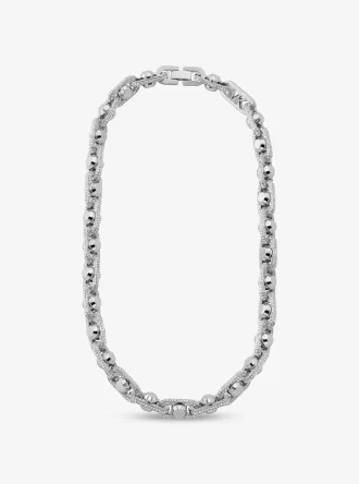 Astor Link Extra Stort Pavé Halsband i Mässing med Ädelmetallplätering