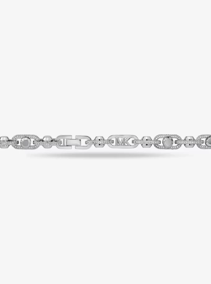Astor Link Extra Stort Pavé Halsband i Mässing med Ädelmetallplätering