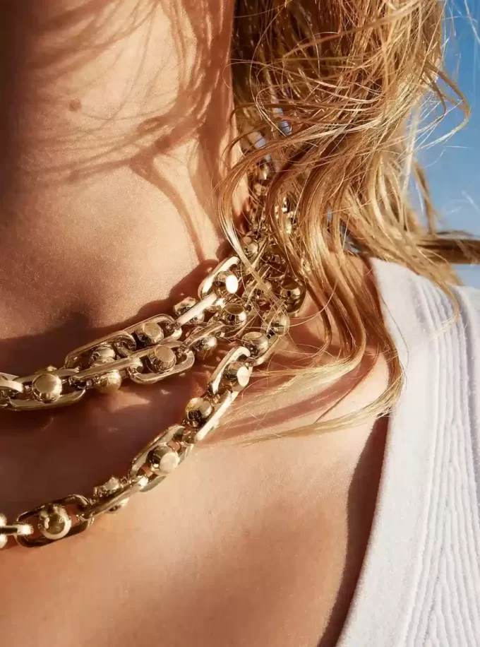 Astor Link Stort Halsband i Mässing med Ädelmetallplätering