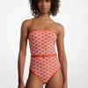 Baddräkt med logotyp och bandeau-motiv