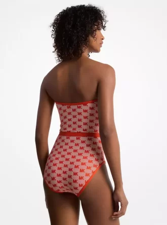 Baddräkt med logotyp och bandeau-motiv