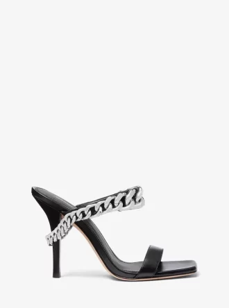 Bianca utsmyckad lädersandal