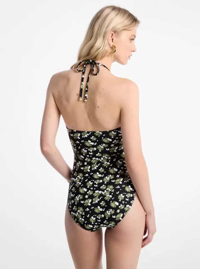 Blommig baddräkt i stretchig nylon