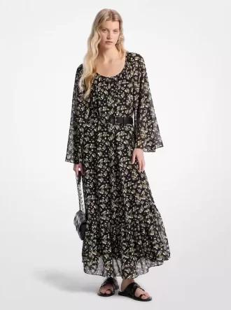 Blommig Georgette Maxiklänning