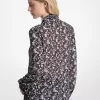 Blommig Georgetteblus med knytringning Blommig Georgetteblus med knytringning