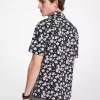 Blommig stretchig bomullscampskjorta