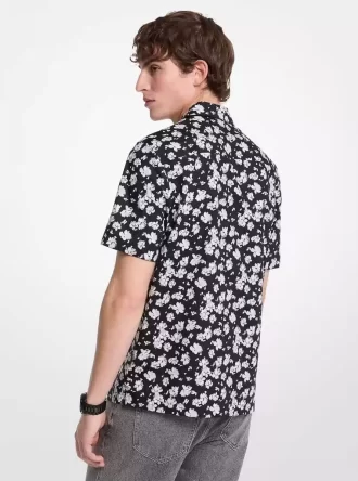 Blommig stretchig bomullscampskjorta