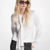 Blus med knytband och fransar i satin Blus med knytband och fransar i satin