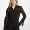 Blus med volangmönster och Georgette-motiv