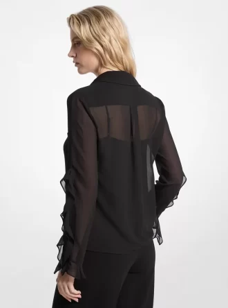 Blus med volangmönster och Georgette-motiv