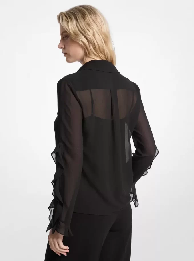Blus med volangmönster och Georgette-motiv
