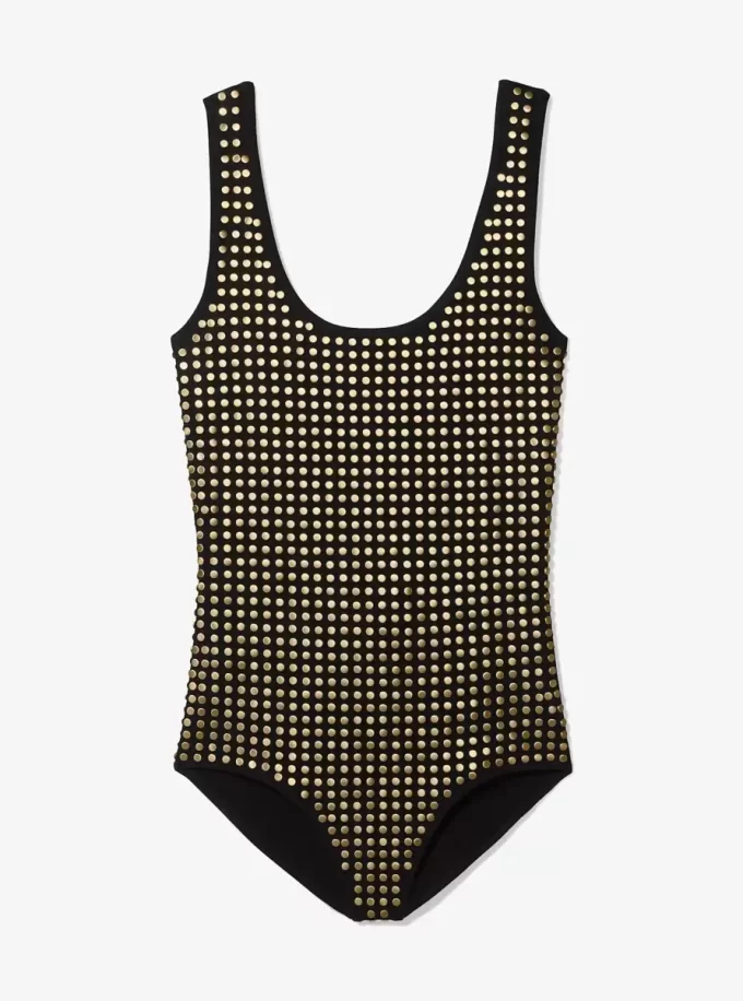 Bodysuit i viskosblandning med nitar