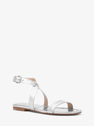 Bridgette Metallic Krokodilpräglade Lädersandaler
