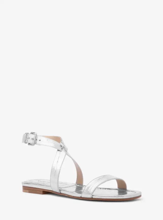 Bridgette Metallic Krokodilpräglade Lädersandaler