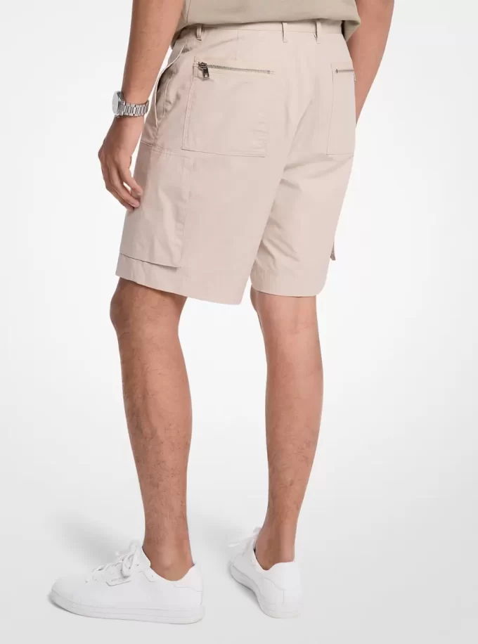 Cargoshorts med dragkedja i bomullspoplin Cargoshorts med dragkedja i bomullspoplin