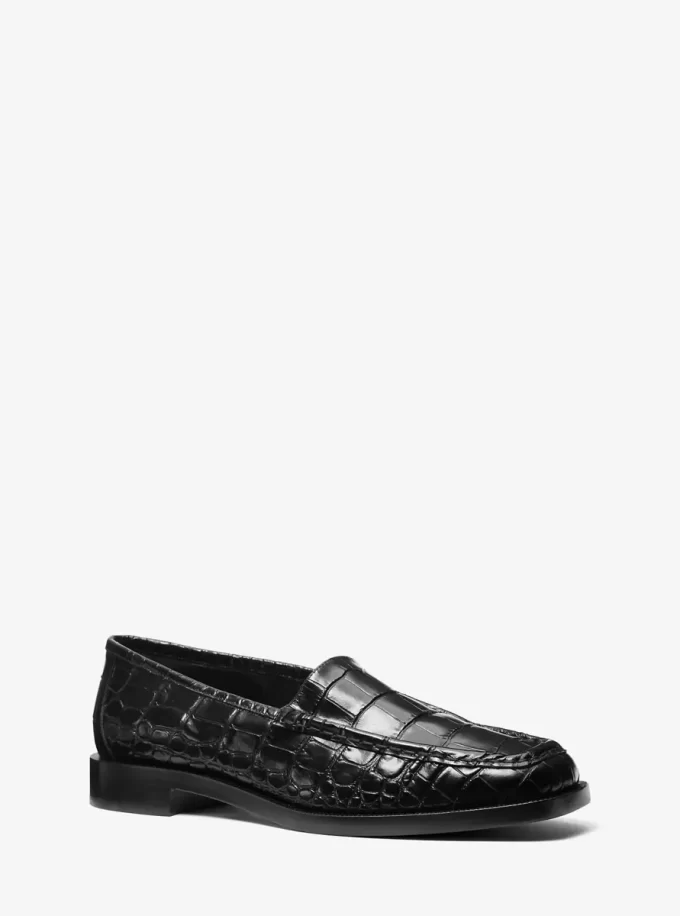 Carolyn Crocodile Präglade Läderloafers