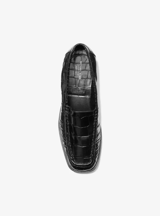 Carolyn Crocodile Präglade Läderloafers