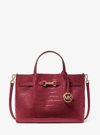 Carson Medium Krokodilpräglad Satchel