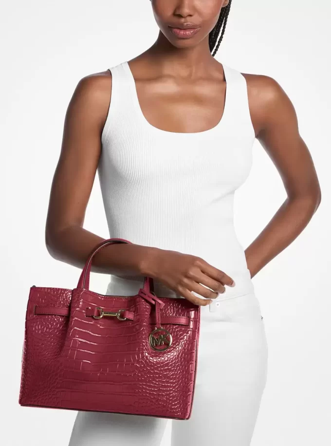 Carson Medium Krokodilpräglad Satchel Carson Medium Krokodilpräglad Satchel
