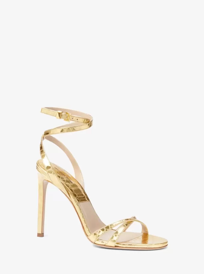 Chrissy Metallic Python Präglade Lädersandaler