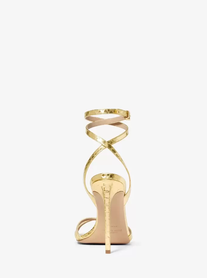 Chrissy Metallic Python Präglade Lädersandaler