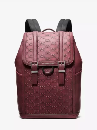 Colby Medium Logotyppräglad Brun Läderryggsäck