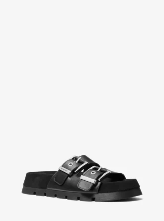 Colby platta sandaler i mocka och läder