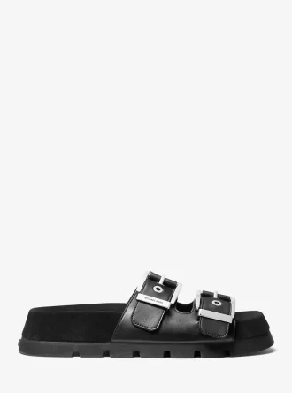 Colby platta sandaler i mocka och läder