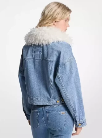 Denimjacka med fuskpälskrage