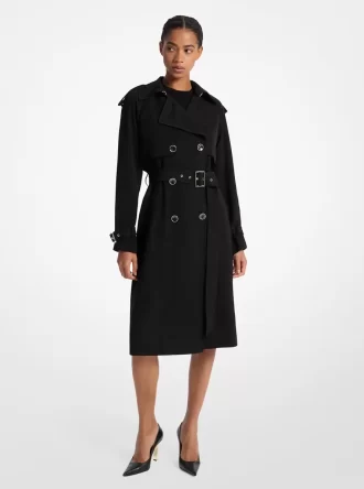 Draperad vävd trenchcoat