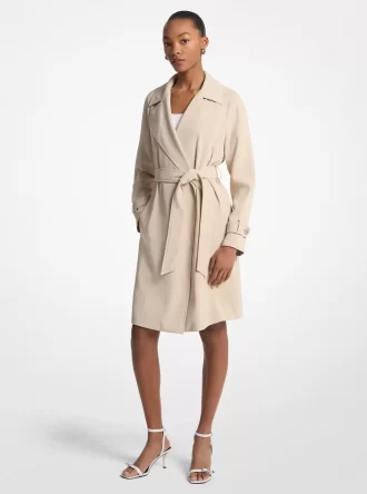 Draperad vävd trenchcoat