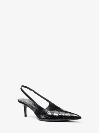 Emma krokodilpräglat läderpumps med slingback
