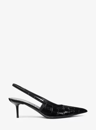 Emma krokodilpräglat läderpumps med slingback