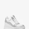 Emmy glitterutsmyckade lädersneakers med kilklack