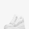 Emmy glitterutsmyckade lädersneakers med kilklack