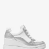Emmy glitterutsmyckade lädersneakers med kilklack