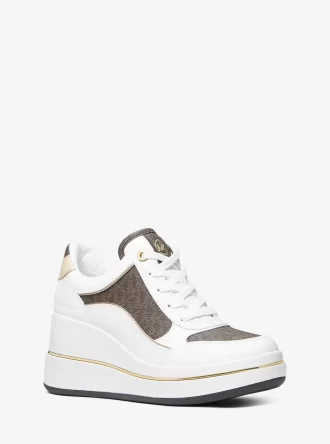 Emmy Signature-sneakers med logotyp och kilklack i läder